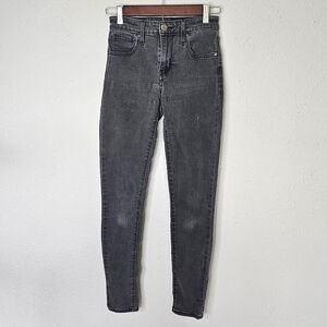 Levis 721‎ High Rise Skinny Black Womens 25 Logo Worn In